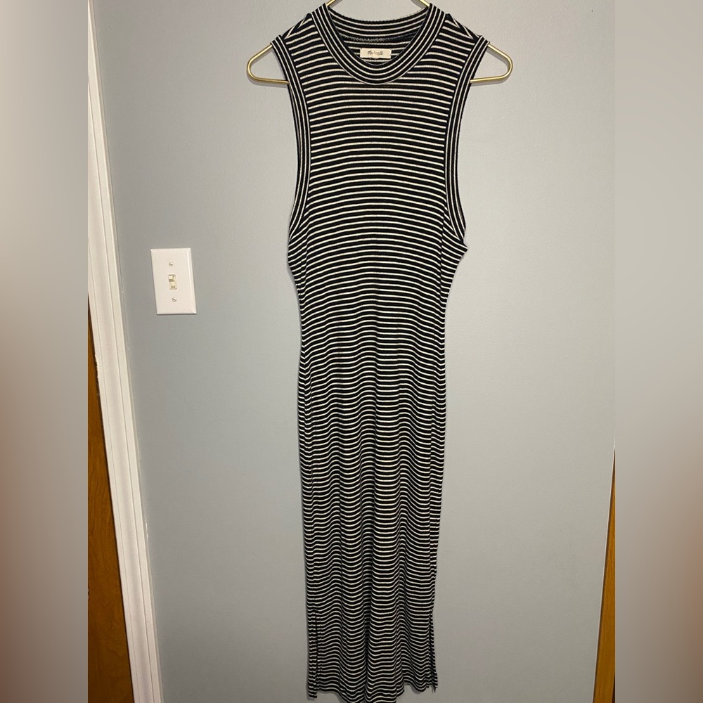 Madewell Black and White Striped Maxi Dress